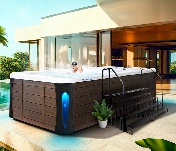 Calspas hot tub being used in a family setting - Santa Fe